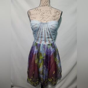 aidan mattox cocktail dress with peplum Aidan Mattox Strapless Peplum Floral Print Jacquard Gown